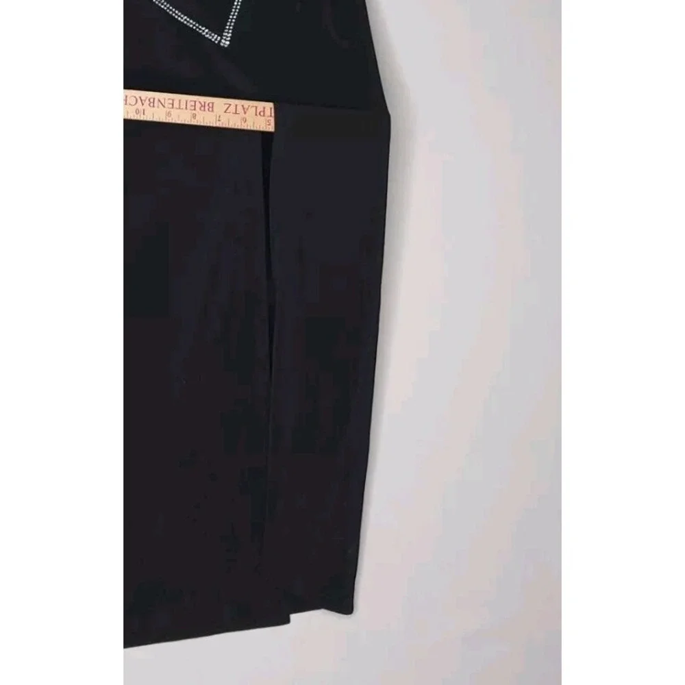 Onyx Nite Maxi Dress 14‎ Black Faux Wrap Diamond Jewel Tie VNeck Long Sleeve Zip